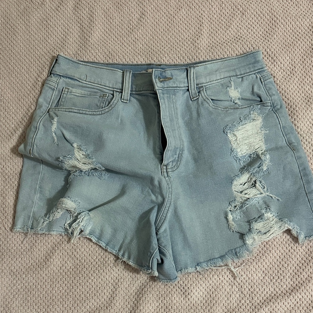 SO Light Blue Distressed Jean Shorts
